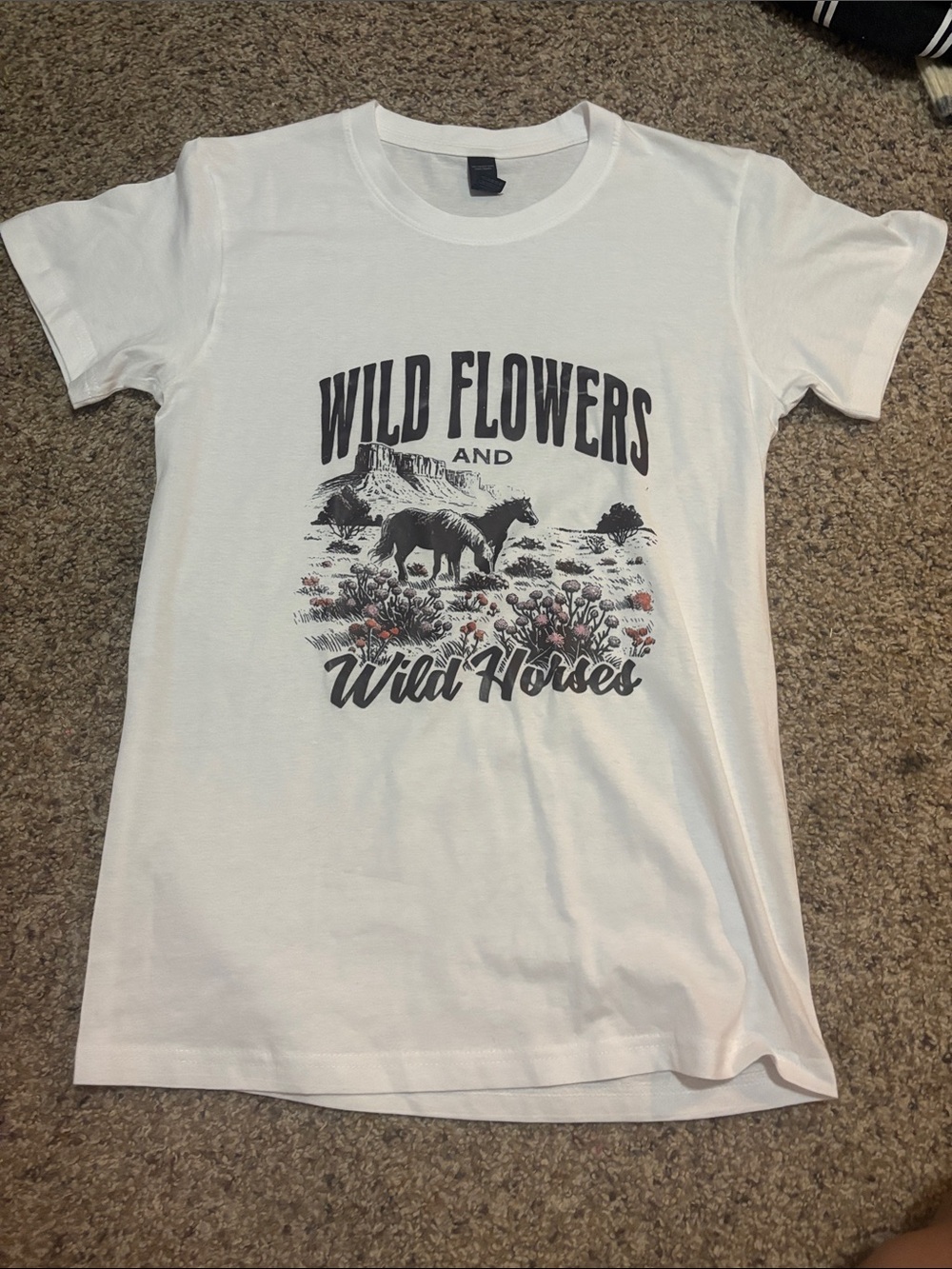 Wild Flowers and Wild Horses White Graphic Tee